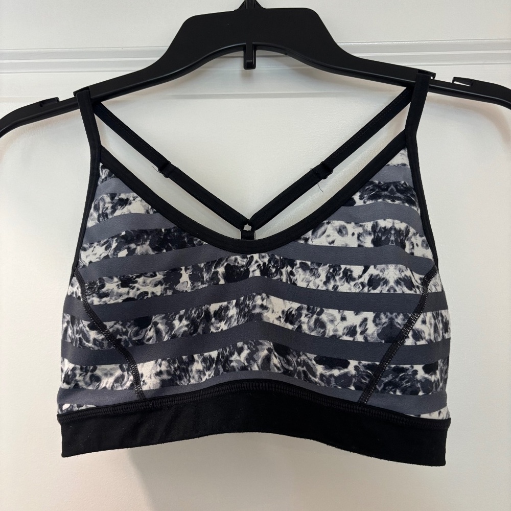 Zella Striped Camoflauge Strappy Back Sports Bra